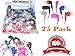 Bulk Earbuds 25 Pack Multi Colored for Classroom, 8 Assorted Colors, Silicone Tips, Individually Bagged, Universal Compatibility, Perfect for Resale, Churches, Camps, Schools, Gyms, Hotels, Museums