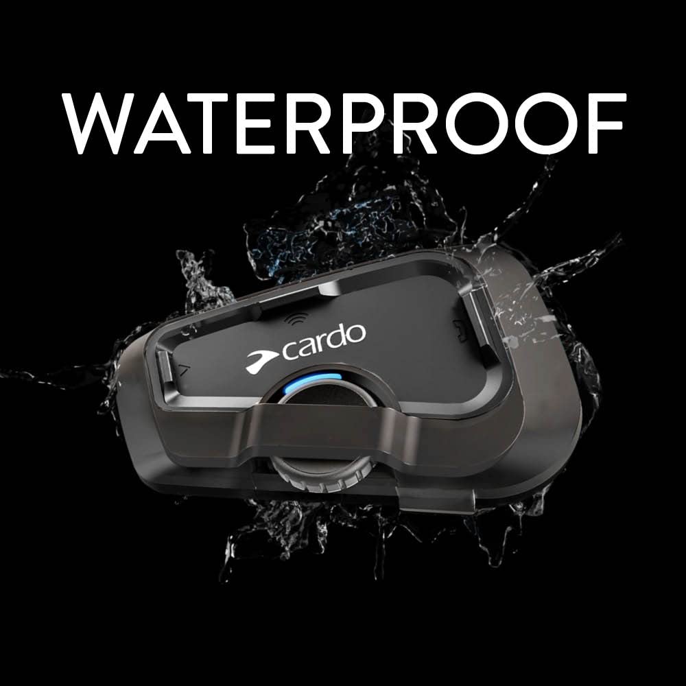 Cardo Systems FREECOM 2X Motorcycle 2-Way Helmet Bluetooth Communication System Headset Intercom, Universal Bluetooth Connectivity, Waterproof, 40mm Speakers - Single Pack