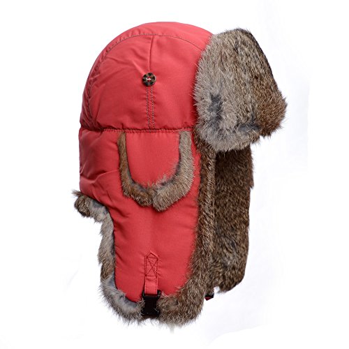 Real Rabbit Fur Trapper Hunting Cap 