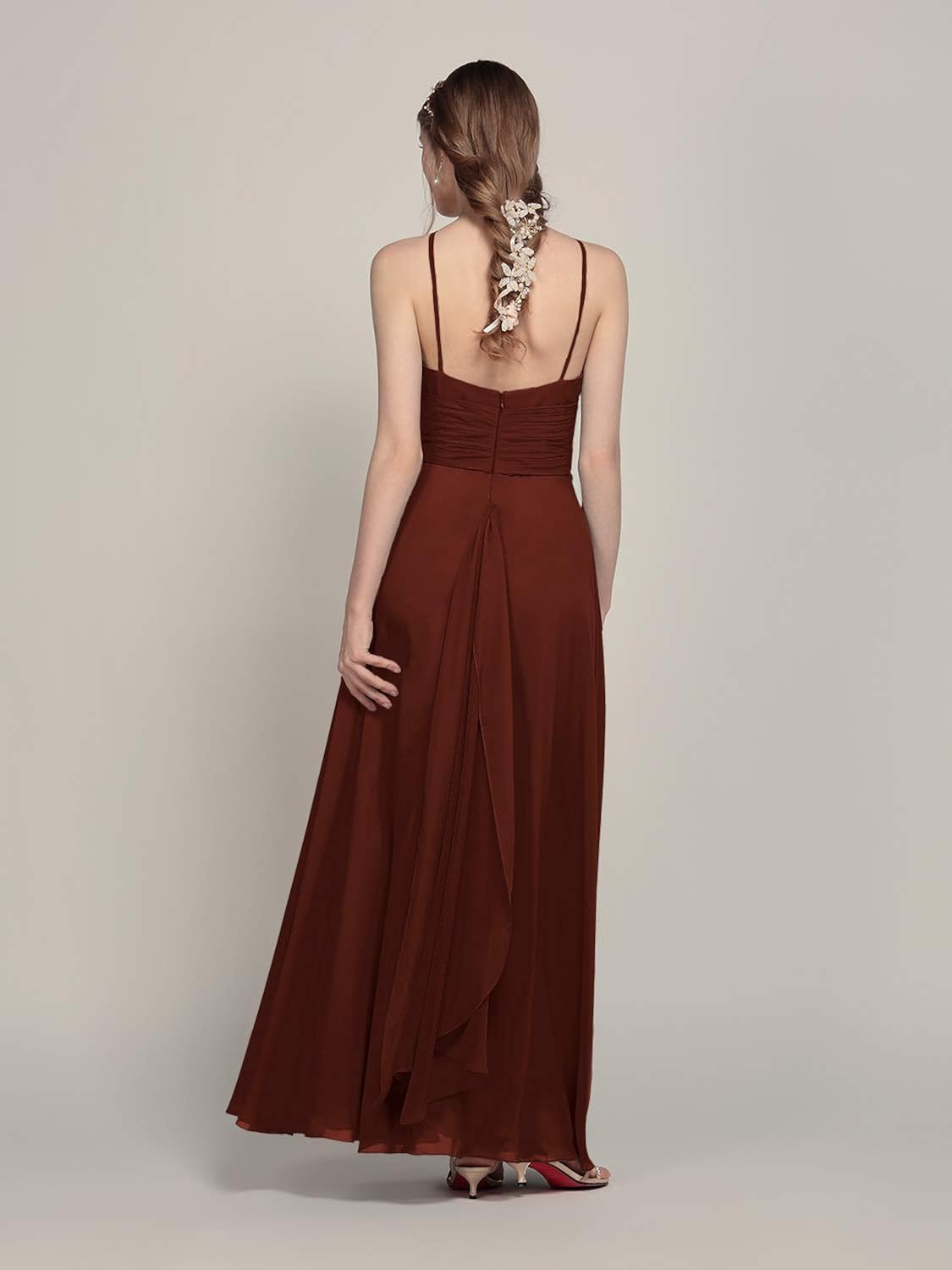 kiara bow back chiffon evening dress