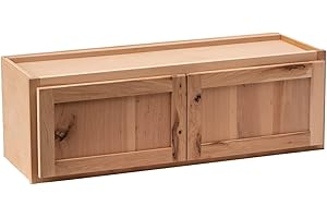 QUICKLOCK CABINETS Quicklock RTA (Ready-to-Assemble) Winding River Collection - 30" Tall Wall Kitchen Cabinets | Particle Board | Made in America | Soft Close Hardware (Raw Hickory, 24" D x 36" W x 12" H)