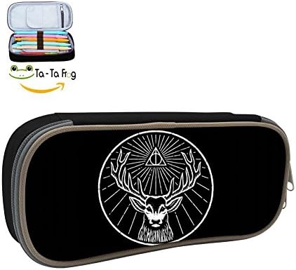 Patronumeister Pencil Case, Homecube Big Capacity Pen Bag Makeup Pouch Durable Students Stationery with Double Zipper,Black