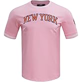 PRO STANDARD Mens NBA New York Knicks Classic Chenille Short Sleeve Tee Pink L