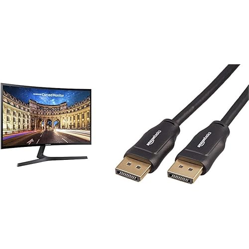 Samsung Electronics LC27F398FWNXZA Samsung Electronics C27F398 27" Curved Monitor & AmazonBasics DisplayPort to DisplayPort HD Display Cable - 6 Feet