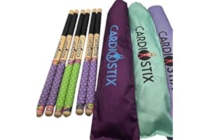 CardioStix 8.5oz Cardio Drum Sticks per set (1 PAIR WITH BAG) Bundle Weighted Double Grip w/Bag Premium American Hickory Wood | Drumming, Fitness (Spring Bouquet Surprise grip color w/bag)