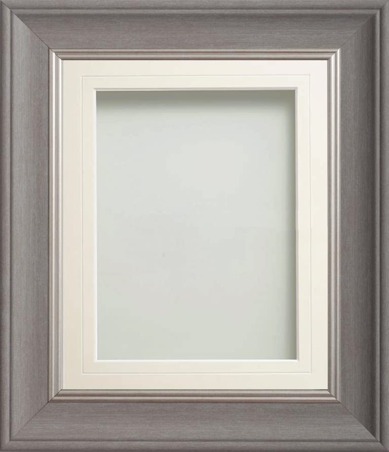 Frame Company Drummond Gunmetal Grey Photo Frame, White V-Groove Mount, 8x8 for 5x5 inch, fitted with perspex