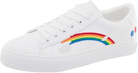 Amazon Co Jp ジャンーウェ スニーカー レディース ファッション 19 シューズ ローカット 靴 スポーツ ジョギング ランニング 春 夏 虹 可愛い おしゃれ 服 ファッション小物