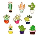 PunkStyle Novelty Animal Enamel Brooches Badge for Women Girls Children for Clothing Bag (Plant Cactus Brooches 9 Pcs)