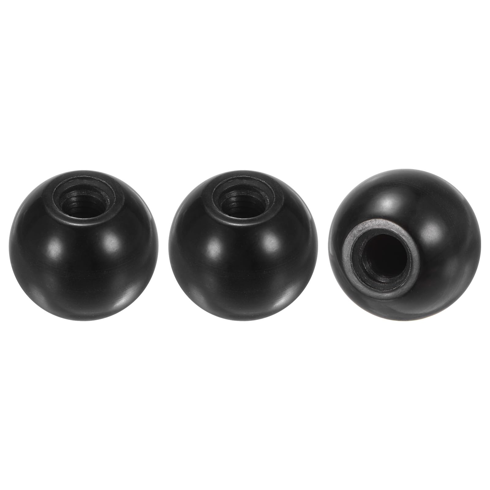 M METERXITY 3-Pack Threaded Ball Knobs, M8 Female Thread 25mm Dia. Thermoset Ball Knob for Lathe/Machine/Lawn Mowers, Round Phenolic Lever Handle [Black]