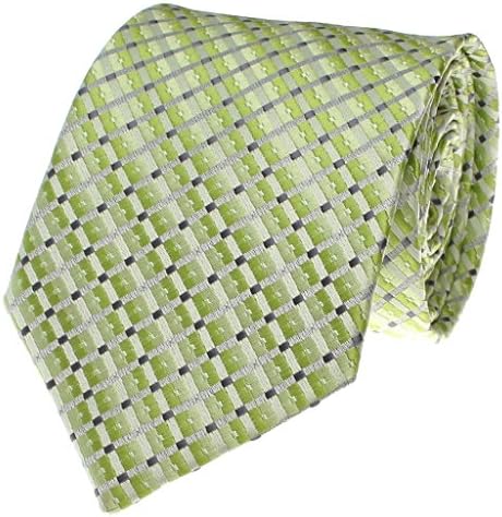 Lime Green and Silver Geometric Pattern Men's Necktie