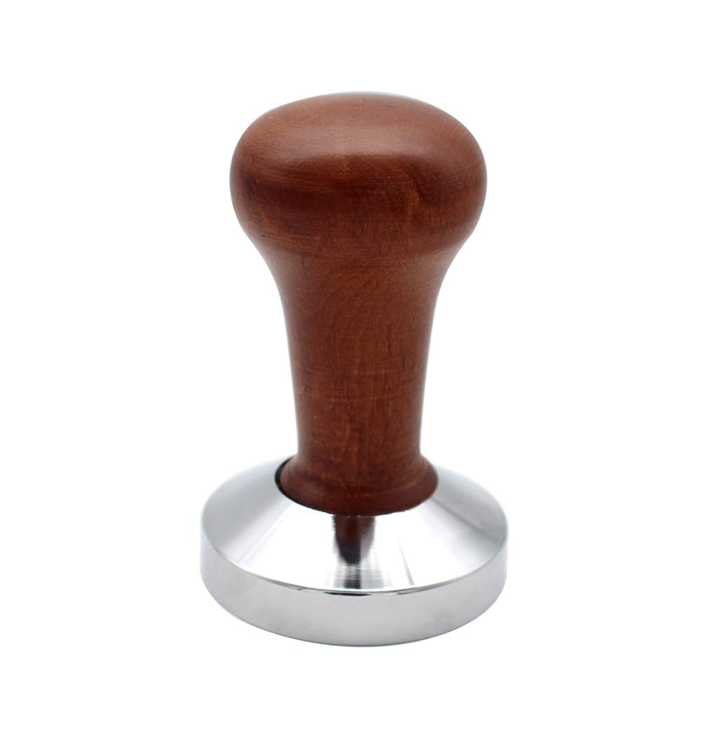 Hillento Coffee Tamper, Wooden Coffee Tamper, Espresso Tamper 58mm Stainless Steel Base with Solid Wooden Handle, Coffee Shop Supplies, Barista Tools and Equipment, Brown