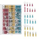 Heat Shrink Wire Connectors Kit: 270 PC Variety of Waterproof Electrical Crimp Terminals - Automotive & Marine Use. Adhesive Lined Tubing In Red Blue Yellow Butt Fork Hook Ring & Quick Disconnects Set