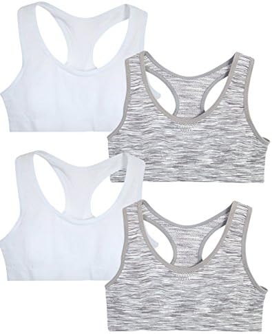 Only Girls by Rene Rofe Girl Seamless Criss Cross Racerback Sports Bra, (4 Pack)