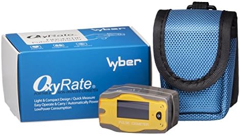 OxyRate Pediatric Finger Tip Pulse Oximeter for Kids (Large Display) with Free Carrying Case, Protective Rubber Boot, Landyard and Batteries
