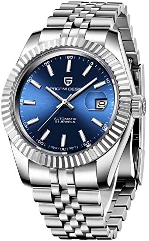 メンズ 自動巻き腕時計 ステンレススチール 防水 デラックス クラシック 日付 腕時計 ブルー