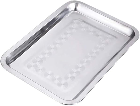 Yardwe Edelstahl Backblech Dickes Backblech Flache quadratische Grill Tablett für Weihnachten ...