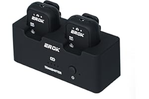 EROK 2.4G Wireless in-Ear Monitor System,Stereo Low Latency,Transmitter with Charging Base & Auto-Pairing Receivers,One-to-More for Home Recording & Small Gigs(1*Set)