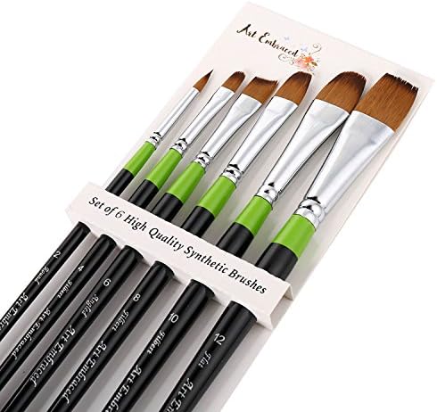 Art Embraced 6 Piece Artist Brush Set, Synthetic Paint Brushes for Watercolor, Acrylic, Gouache Painting, Non-Shedding Quality, Face and Body Paint Brushes