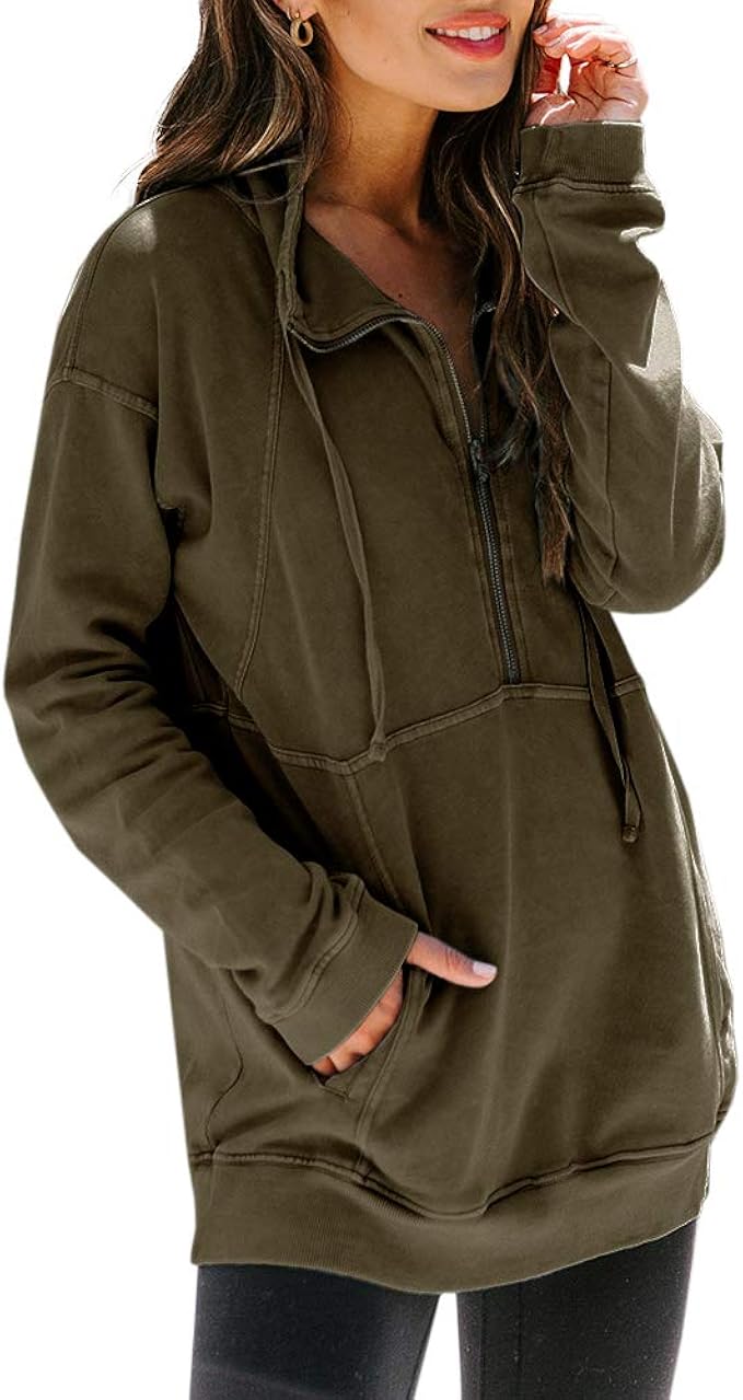 loose color block half zip sweatshirt