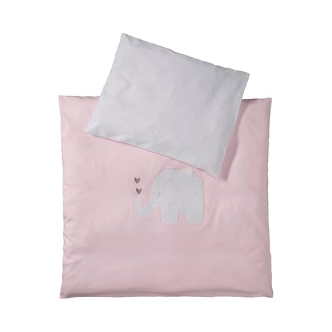 Bornino Home - Jerseybettwäsche Elefant 35x40/80x80 cm - kuschelige Bettwäsche fürs Baby-Bett mit Stickereien - aus reiner Ba