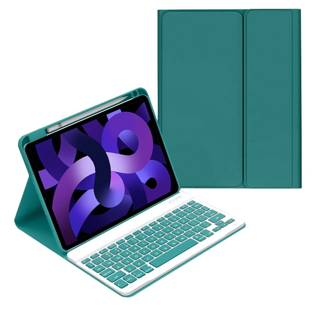 KMXDD Keyboard Case for iPad A16 11th Gen/iPad 10th Genration (2025/2022 11/10.9 Inch) Case with Wireless Detachable Bluetooth Color Keyboard Cover (Dark Green)