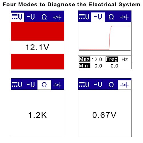 ANCEL PB100 Automotive Circuit Tester Power Probe Kit Diagnostic Test Tool Vehicle Electrical System Current Voltage Resistance Diodes Detector with LCD Screen Flashlight for 12V to 24V - Black