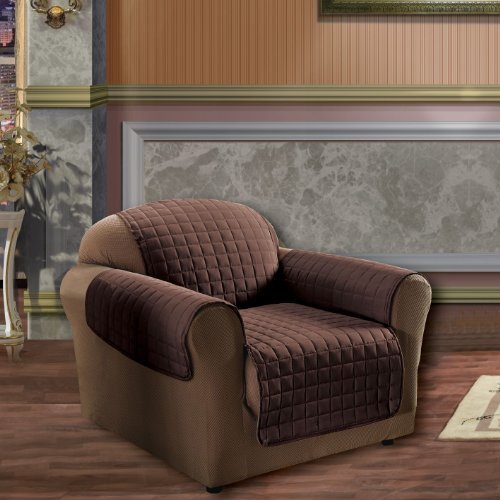 Elegance Linen Quilted Pet Dog Children Kids Furniture Protector Microfiber Slip Cover Chair, Chocolate