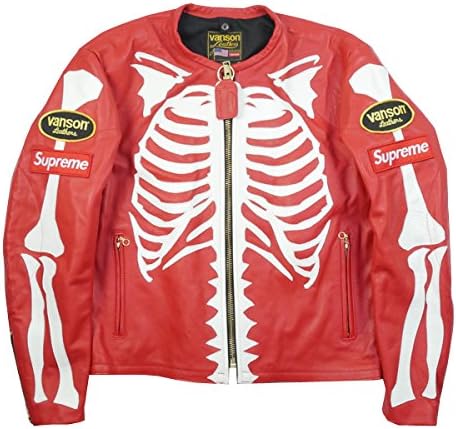 supreme vanson leather bones jacket red