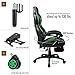 Gaming Chair Black Green for Adults with Footrest,High Back Swivel Computer Office Chair with Pillows and Lumber Support