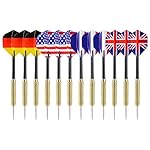 Ohuhu Tip Darts with National Flag Flights Stainless Steel Needle Tip Dart with Extra PVC Dart Rods -12 / 24 Pcs (4 Styles)