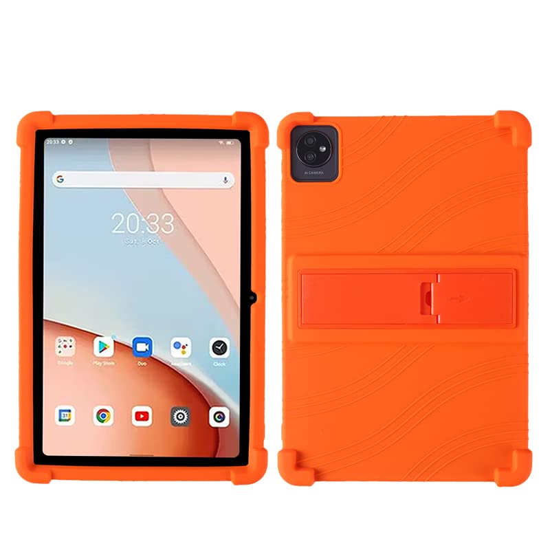 FKQLH Case for Blackview Tab 7 WiFi, Adjustable Soft Silicone Kids Friendly Protective Cover for Blackview Tab 7 WiFi Tablet 10 Inch, Orange