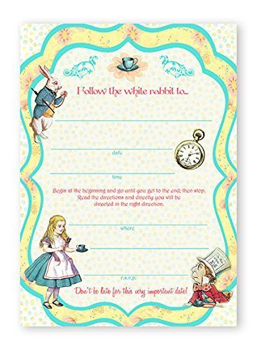 Alice In Wonderland - 10 Invitations + 10 Envelopes