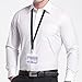 KUUQA 12 Pack Horizontal Strap Name Badge Holder Card Holder with Black Lanyard for Business
