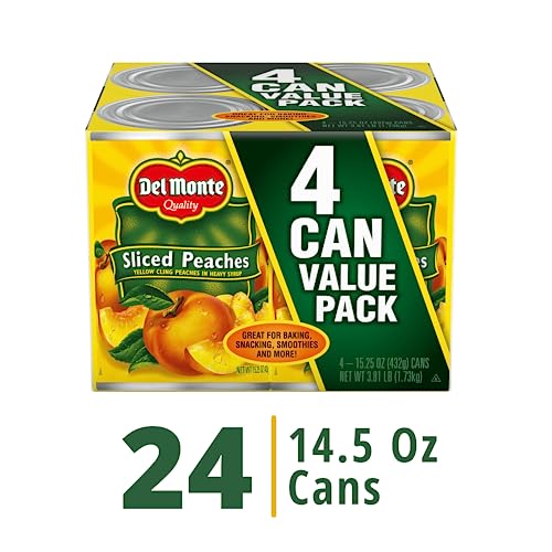 DEL MONTE SLICED YELLOW CLING PEACHES IN HEAVY SYRUP, 24 PACK, 15.25 OZ CANS