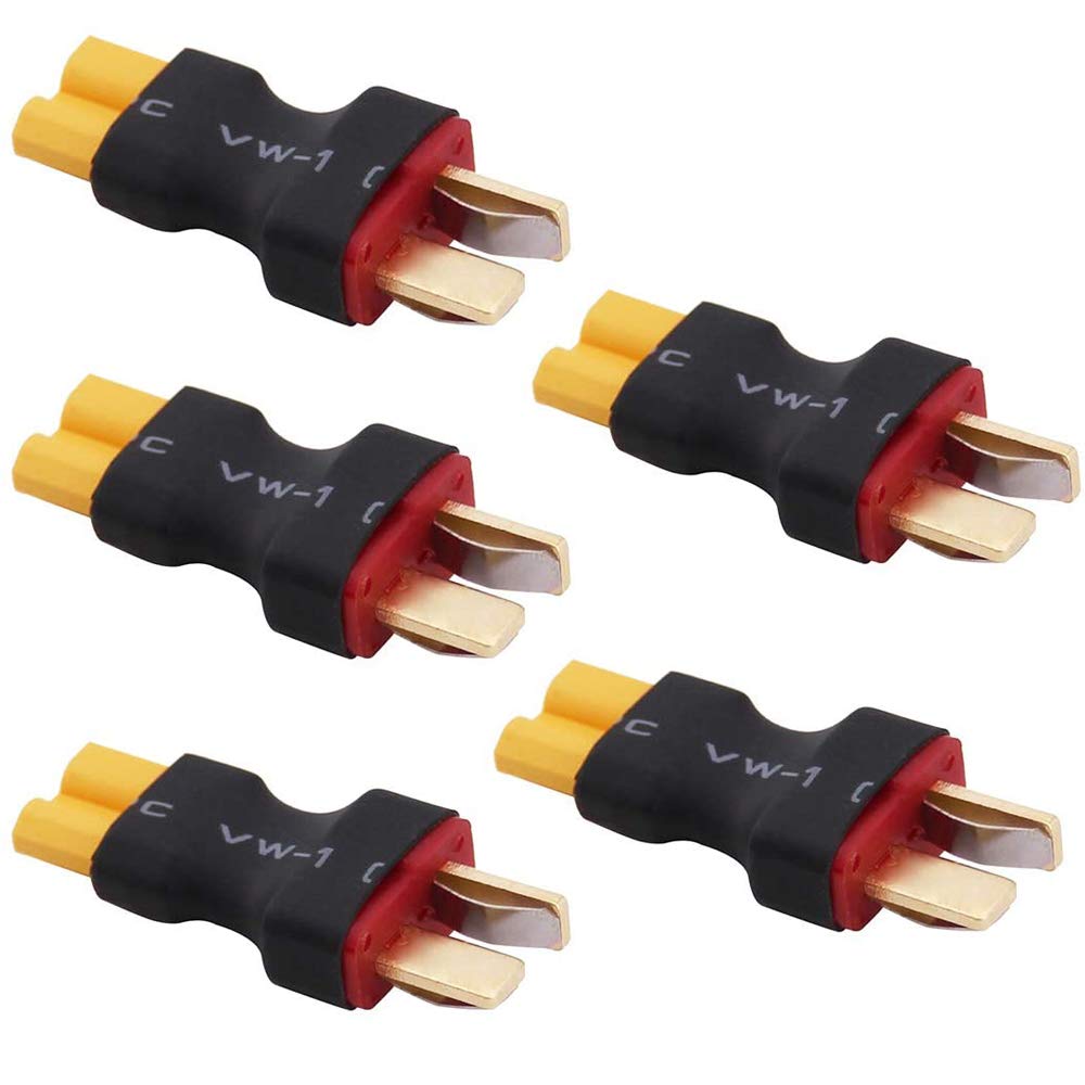 5pcs XT30 XT-30 Female Plug Connector to T-Plug Deans Style Male Connector Conversion Adapter