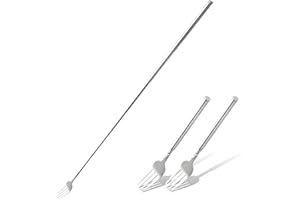 2Pcs Extending Fork, Adjustable Telescopic Fork Stainless Steel Extendable Long Handle Fork Stainless Steel Retractable Fork 