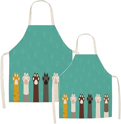 Amazon Hakona エプロン 可愛い かわいい 大人 子供用 人気 親子ペアセット リネン 綿 首掛け お揃い 2点セット 汚れ防止 可爱い 漫画 ネコ柄 多機能 家庭用 学校用 料理実習 キッチン エプロン 猫2 2点セット Hakona エプロン 通販