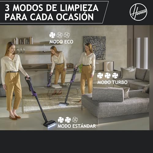 Aspiradora Escoba sin Cable Ligera HF2, con 500 PowerTime, Que compacta el Polvo para Extender la Potencia de succión, Boquilla multisuperficie con Cepillo antienredos con Luces LED, HF2Z10H