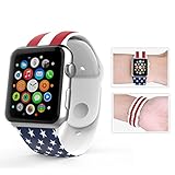 for Apple Watch Band,Voberry® Soft Silicone Sport Style Replacement Band for Apple Wrist Watch for Women Girls (38mm, US Pattern )