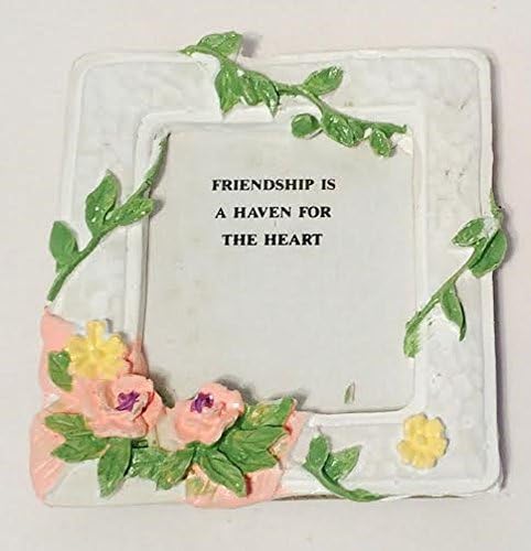 "Friendship Is a Haven for the Heart" Flower Square Frame Magnet