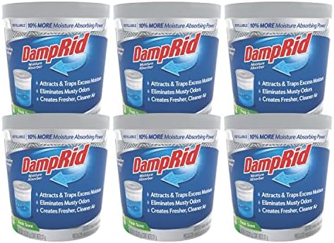 DampRid Refillable Moisture Absorber, 11 oz., 6-Pack – Fresh Scent Moisture Absorbers, 10% More Absorbing Power*, Eliminates Musty Odors for Fresher, Cleaner Air