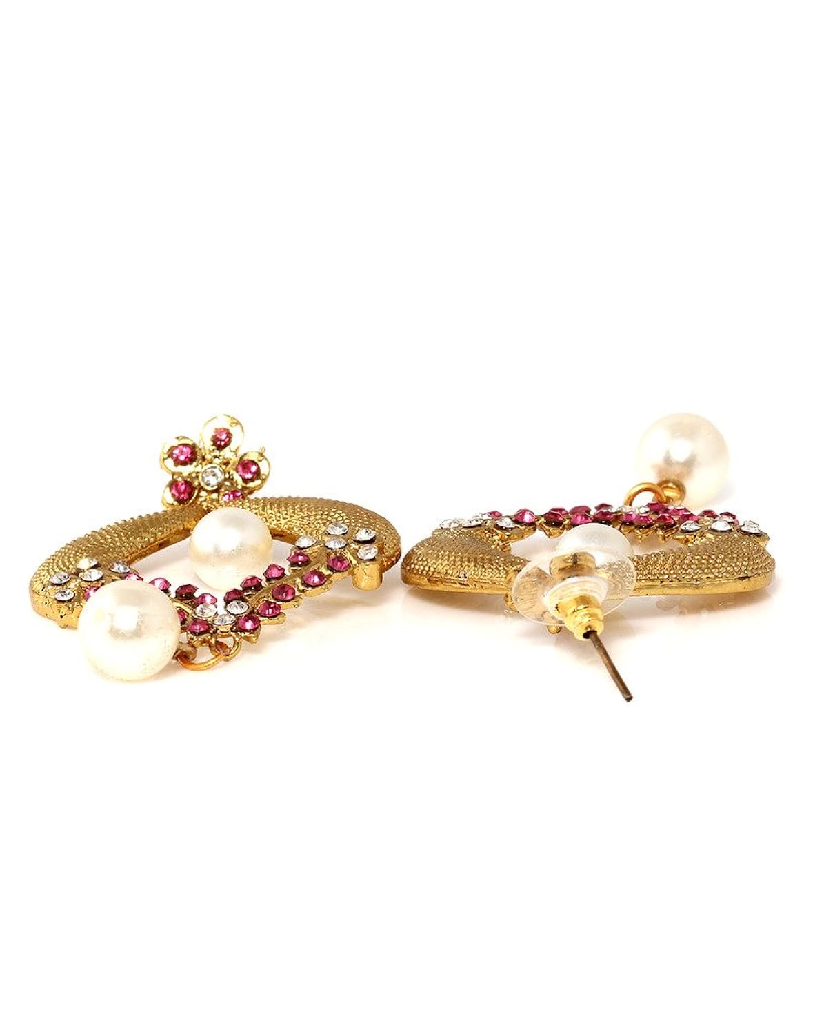 bindhani cz stone chandbali gold-plated dangle & drop earrings for girls