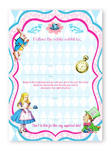 Alice In Wonderland Classic - 10 Invitations + 10 Envelopes