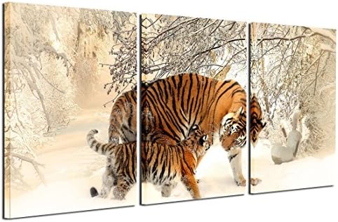 Gardenia Art Animal Canvas Prints Tigers Wall Art Paintings Running Horse Pictures Artworks for Bedroom Living Room Decoration,16x24 inch/piece, Unframed, 3 Panels