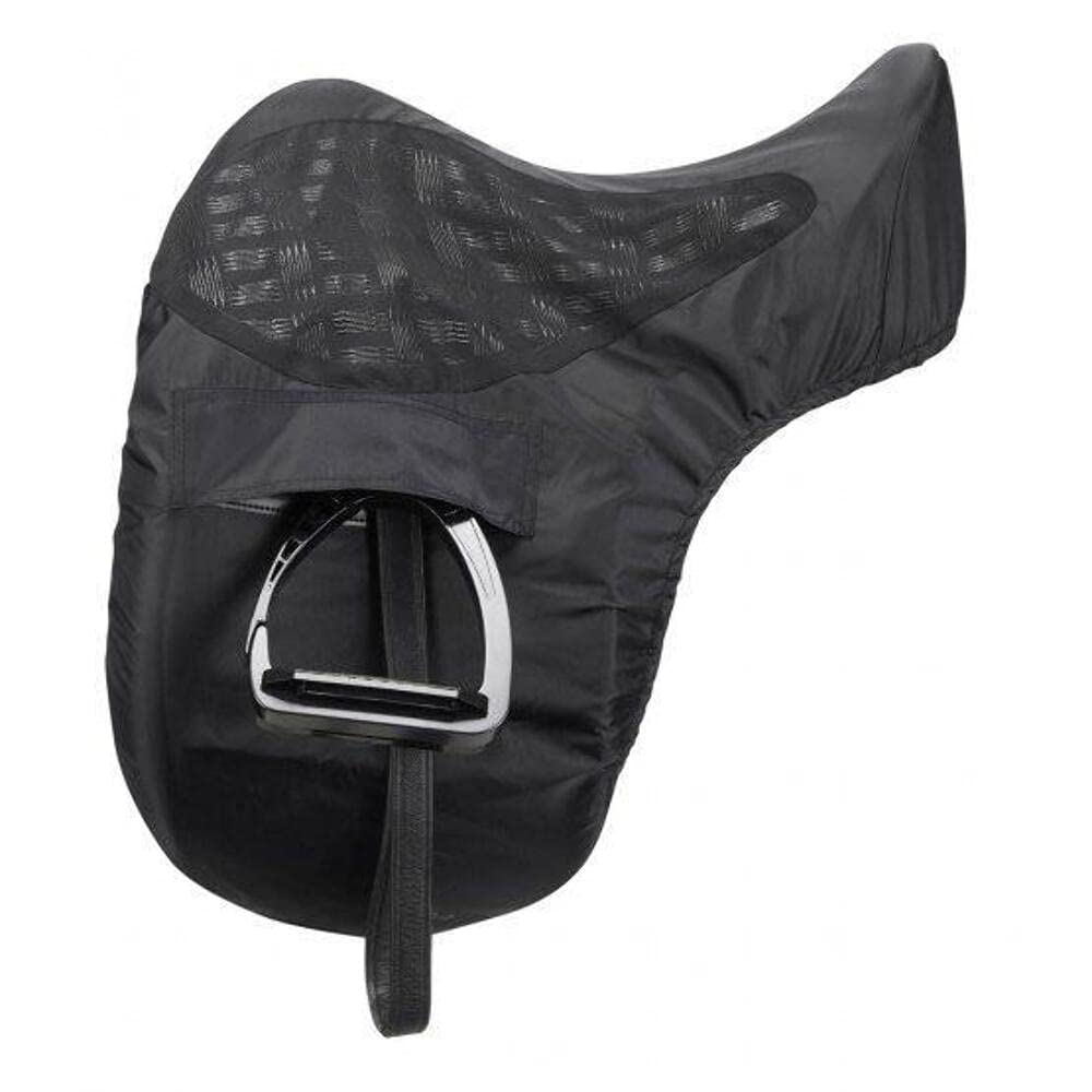 LeMieux ProKit Ride On Dressage Saddle Cover in Black with Silicone Grip Seat - Waterproof Polyester Outer - Fleece Lining - Dressage - Black