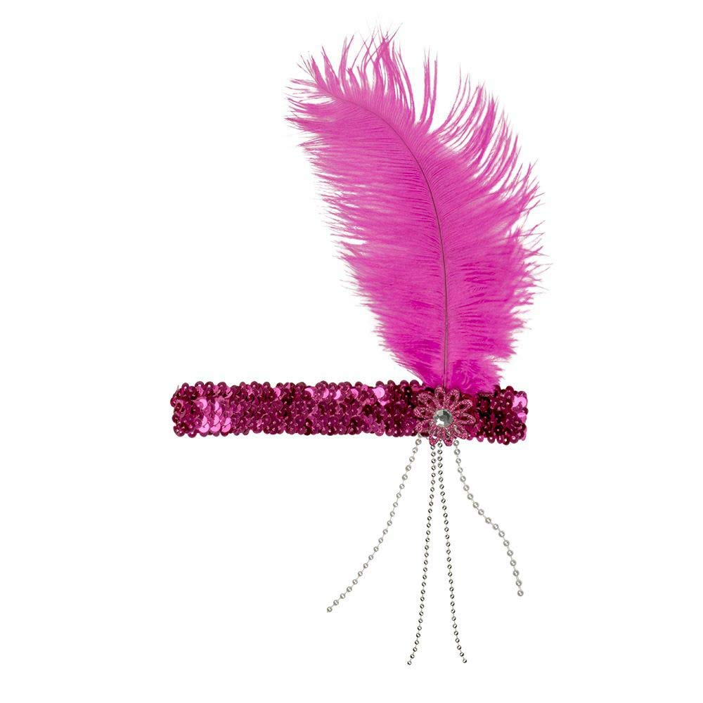 Boland - Headband flapper 20s accessory with feather and sequins, brooch, carnival, theme party, theme party
