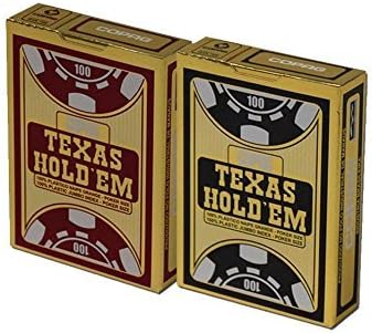 COPAG Texas Holdem Jumbo Index Playing Cards 2 Deck Set (1 Red and 1 Black)