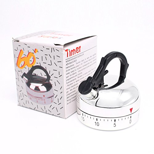 Qisuw Kitchen Cooking 60-Minute Countdown Mechanical Alarm Timer Clock Kettle Shape
