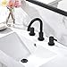 Phiestina Three-Hole Low-Arch Two-Handle Widespread Bathroom Faucets with Valve And Metal Pop-Up Drain Assembly,Matte Black,WF15-1-MB