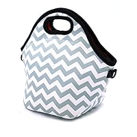 Orchidtent Neoprene Water Resistant Portable Lunch Bag Carry Case Tote with Zipper Strap Box Cooler Container Bags Picnic Outdoor Travel Fashionable Handbag Pouch for Women Men Kids Girls (GREY)